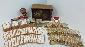 百人一首 かるた 木箱付き：古玩具 百人一首 戦前 小倉百人一首 レトロ かるた 木箱 版画 骨董 当時
